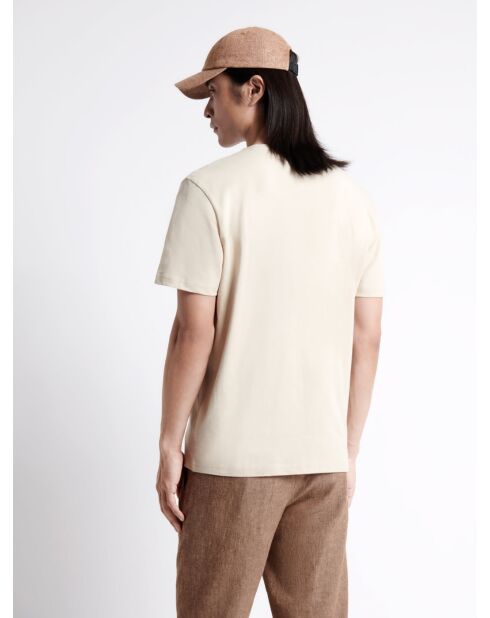 T-shirt col rond en Coton à motif beige automne