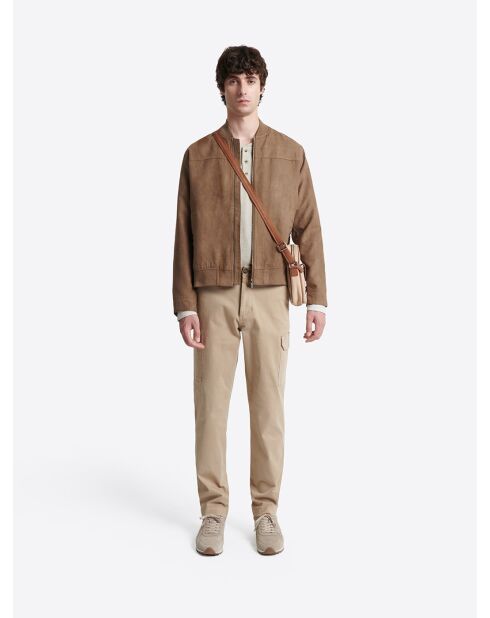 T-shirt manches longues en Coton beige gris