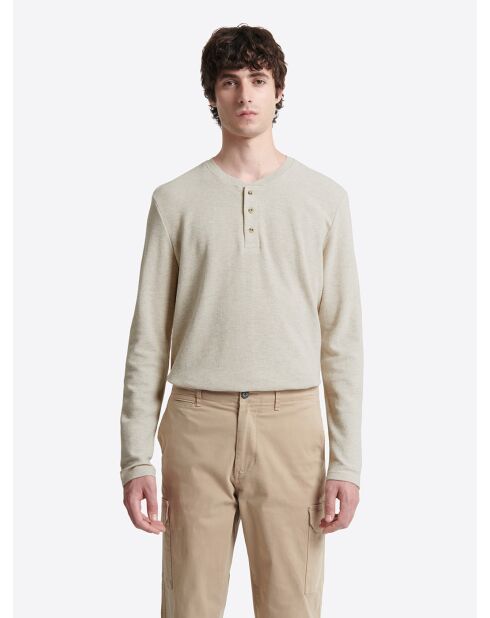 T-shirt manches longues en Coton beige gris