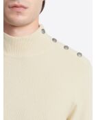 Pull col cheminée épaule boutonnée ficelle