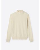 Pull col cheminée épaule boutonnée ficelle