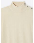 Pull col cheminée épaule boutonnée ficelle