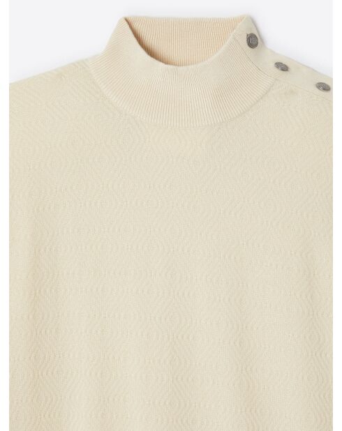 Pull col cheminée épaule boutonnée ficelle