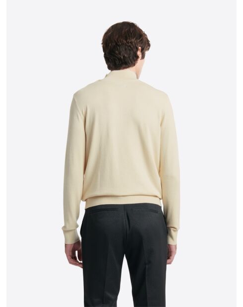 Pull col cheminée épaule boutonnée ficelle