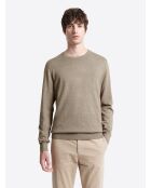 Pull col rond en jersey taupe