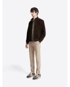 Pull col rond en jersey taupe