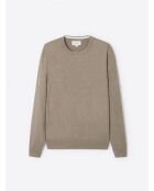 Pull col rond en jersey taupe