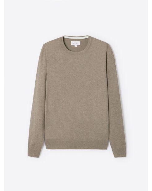 Pull col rond en jersey taupe