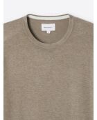 Pull col rond en jersey taupe