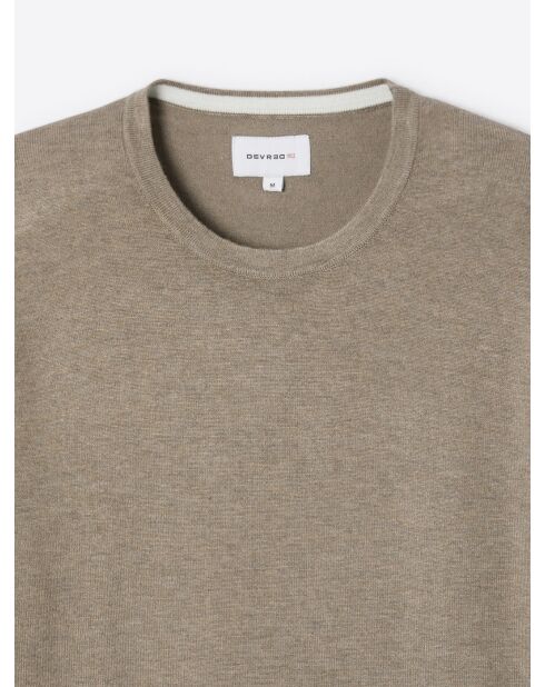 Pull col rond en jersey taupe