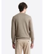 Pull col rond en jersey taupe