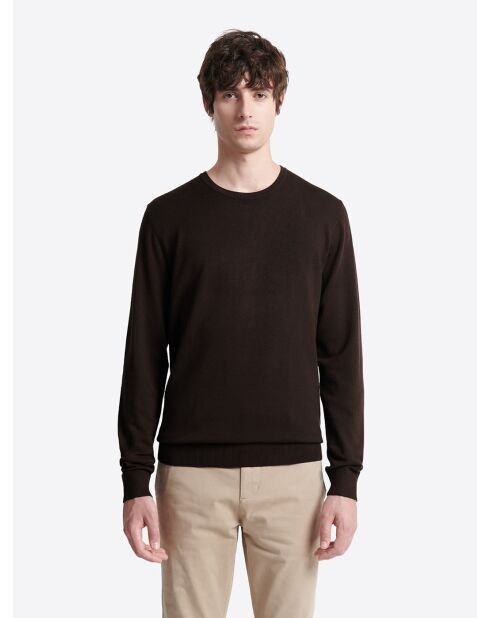 Pull à col rond en Viscose certifiée chocolat