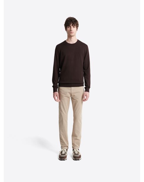 Pull à col rond en Viscose certifiée chocolat