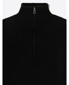 Pull zippé en Laine mérinos mélangée noir