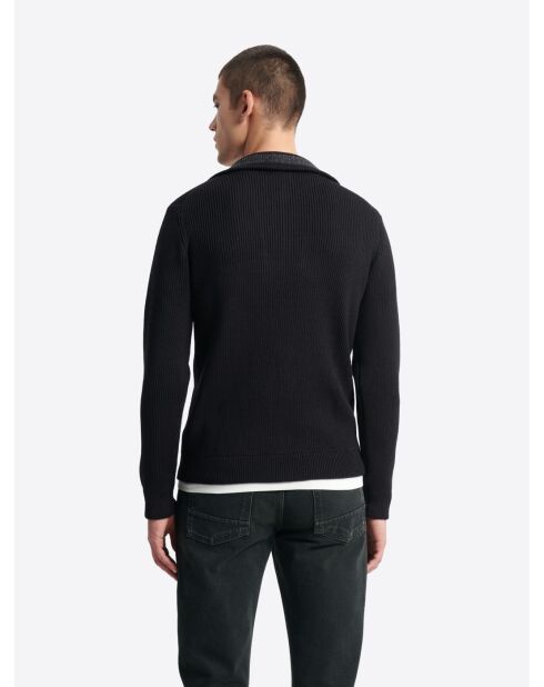 Pull zippé en Laine mérinos mélangée noir