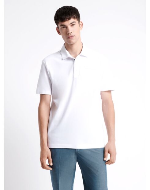 Polo manches courtes 100% coton gratté blanc