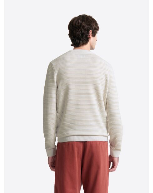 Pull col rond à rayures blanc neige