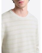 Pull col rond à rayures blanc neige