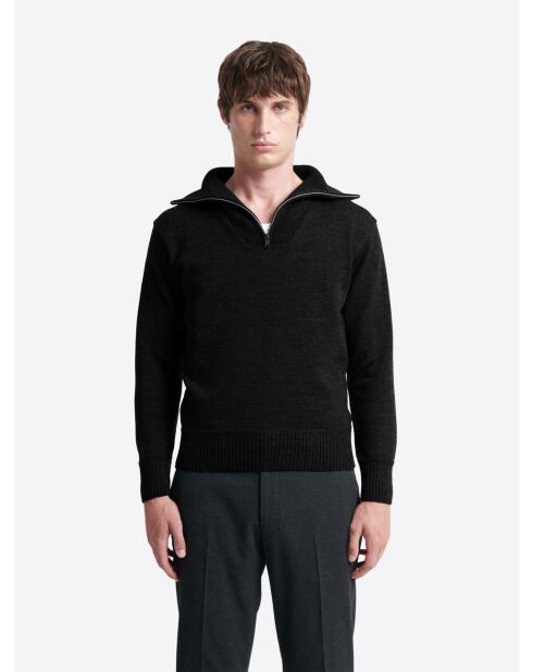 Pull à col cheminée en Laine mérinos mélangée anthracite