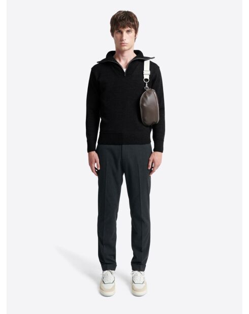 Pull à col cheminée en Laine mérinos mélangée anthracite