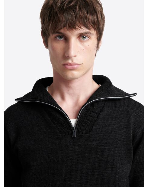 Pull à col cheminée en Laine mérinos mélangée anthracite