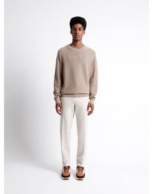 Pull col rond 100% Coton noisette