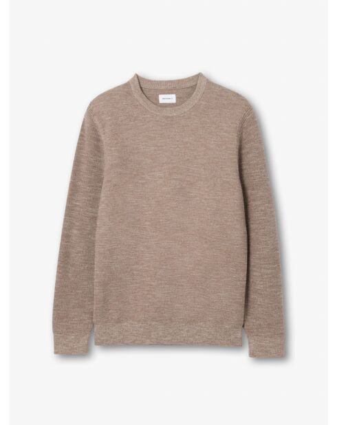 Pull col rond 100% Coton noisette