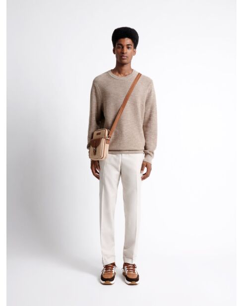 Pull col rond 100% Coton noisette