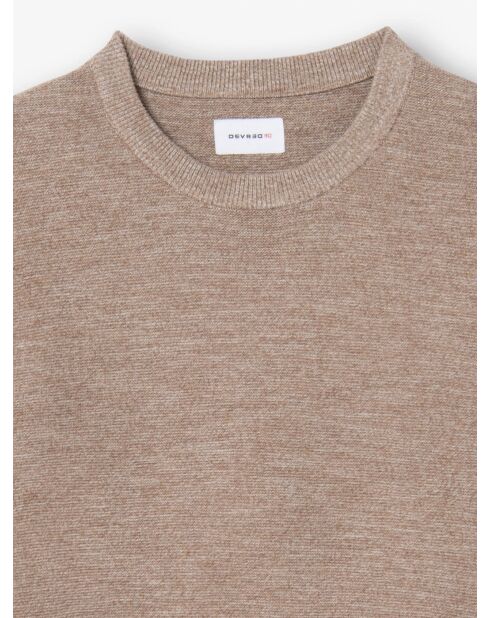 Pull col rond 100% Coton noisette