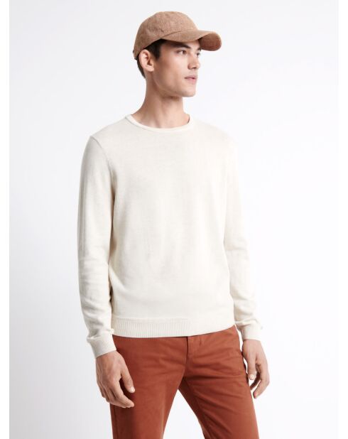 Pull col rond en 100% Coton bio beige