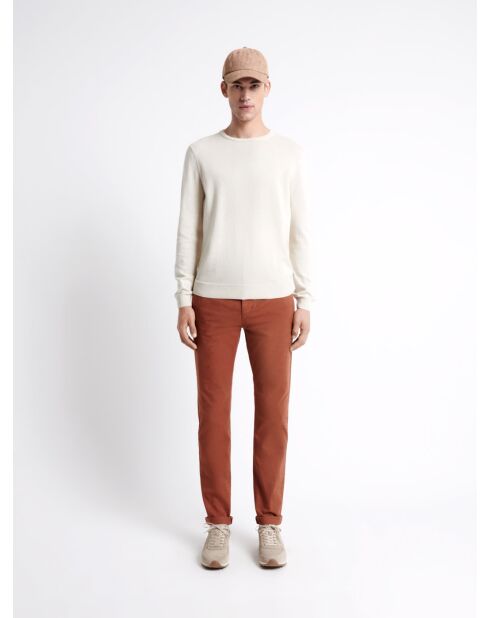 Pull col rond en 100% Coton bio beige