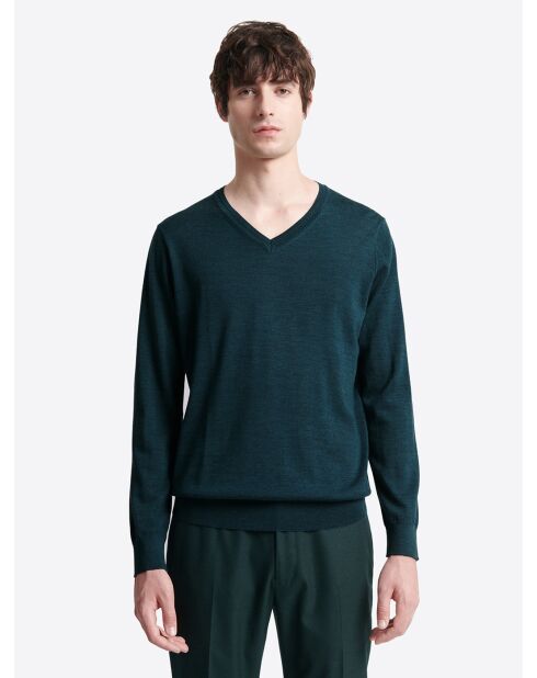 Pull col v 100% Laine mérinos bleu outremer