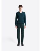 Pull col v 100% Laine mérinos bleu outremer