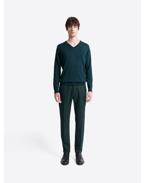 Pull col v 100% Laine mérinos bleu outremer