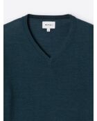 Pull col v 100% Laine mérinos bleu outremer