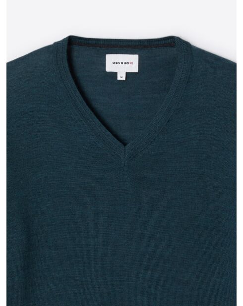 Pull col v 100% Laine mérinos bleu outremer