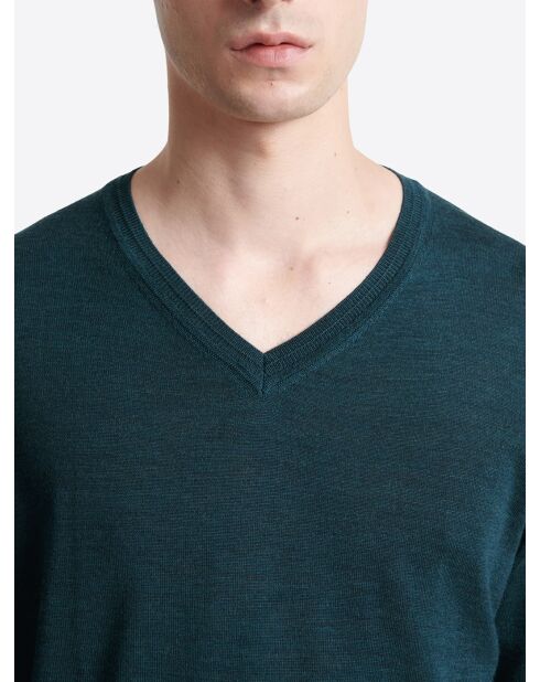 Pull col v 100% Laine mérinos bleu outremer