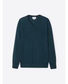 Pull col v 100% Laine mérinos bleu outremer