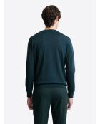 Pull col v 100% Laine mérinos bleu outremer