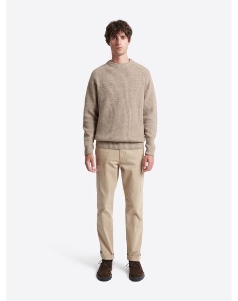 Pull col rond en Laine mélangée sahara