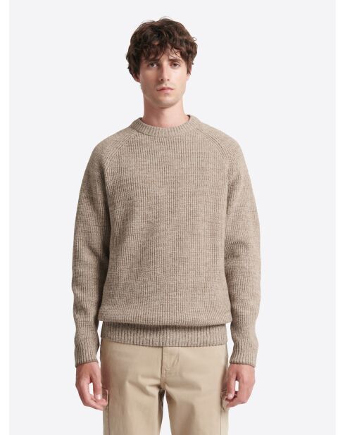 Pull col rond en Laine mélangée sahara