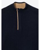 Pull col montant en Coton & Cachemire bleu capitaine