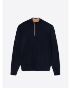 Pull col montant en Coton & Cachemire bleu capitaine