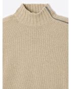 Pull col cheminée en Coton & Cachemire new camel