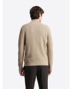 Pull col cheminée en Coton & Cachemire new camel