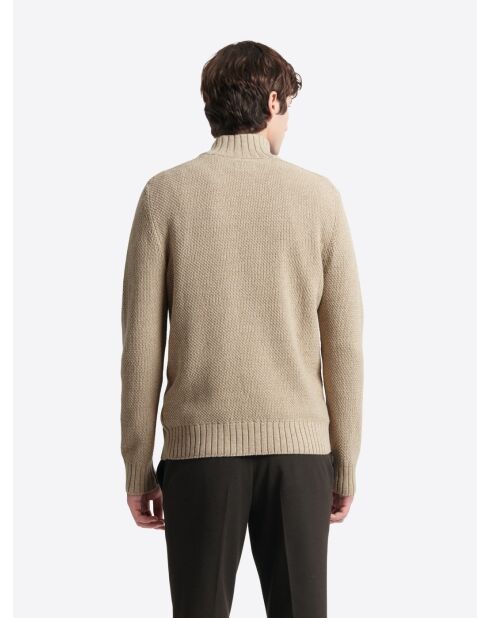 Pull col cheminée en Coton & Cachemire new camel