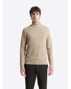 Pull col cheminée en Coton & Cachemire new camel