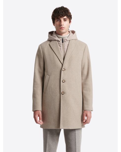 Pardessus 2-en-1 à capuche écru 2