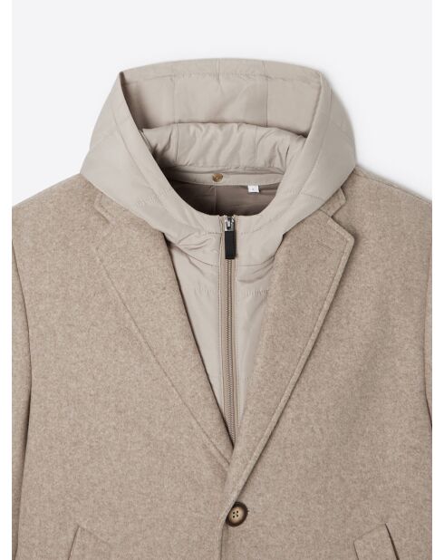 Pardessus 2-en-1 à capuche écru 2