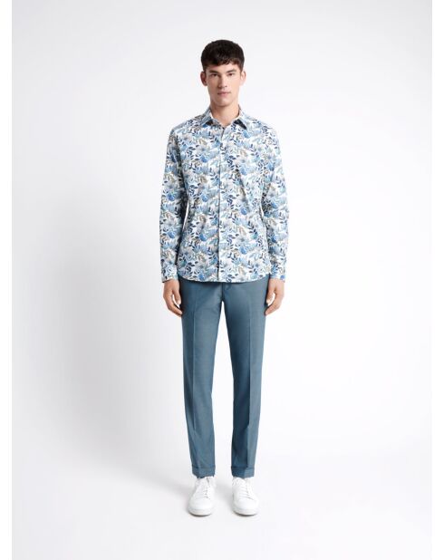 Pantalon de costume stretch faux uni bleu outremer